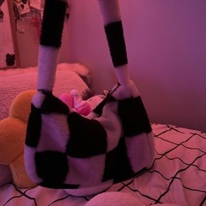 Fuzzy / soft checkered purse
